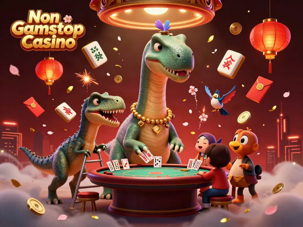Experience thrilling gaming at Non Gamstop Casino with dynamic characters in a lively, colorful atmosphere.