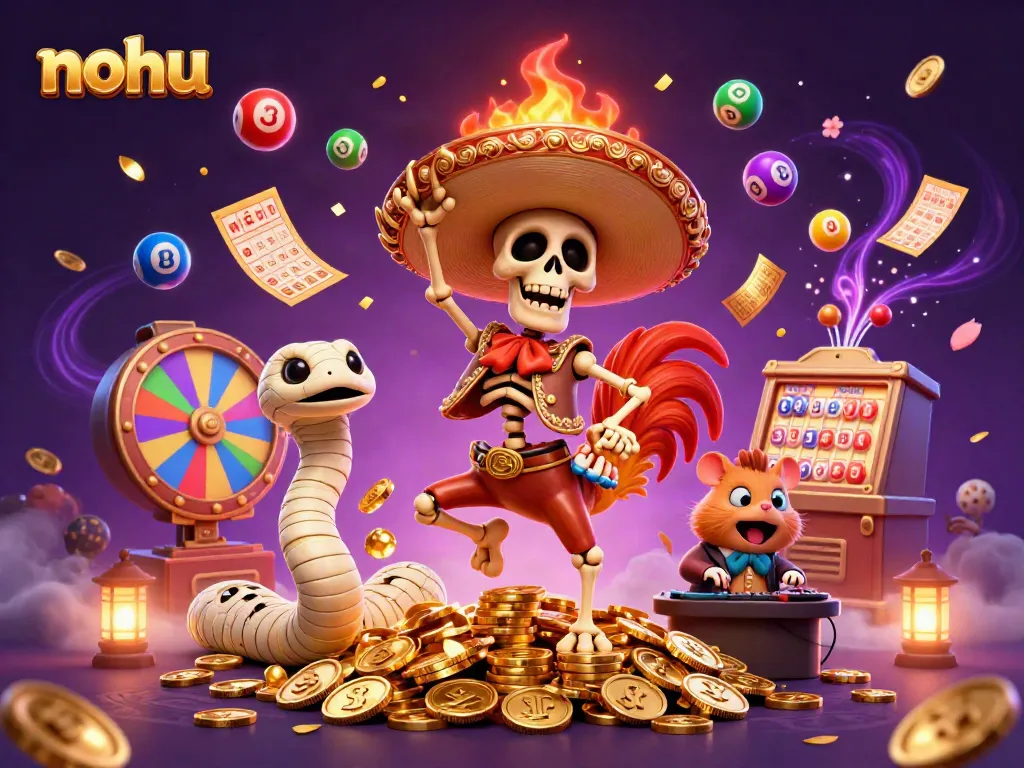 Experience dynamic gaming action at nohu with vibrant scenes of joyful characters and exciting casino elements.