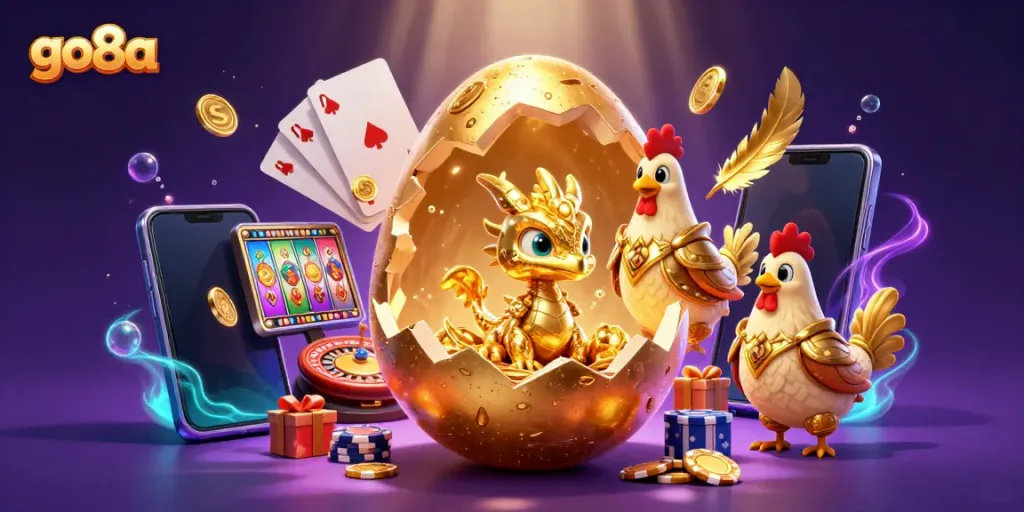 Experience go8a magic with a golden dragon and captivating casino game elements in dazzling detail.