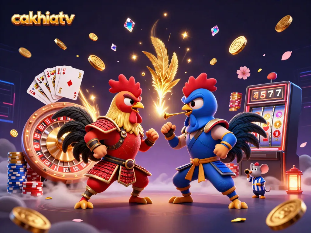 Experience thrilling moments on cakhiatv with intense rooster showdowns and casino excitement in 3D.