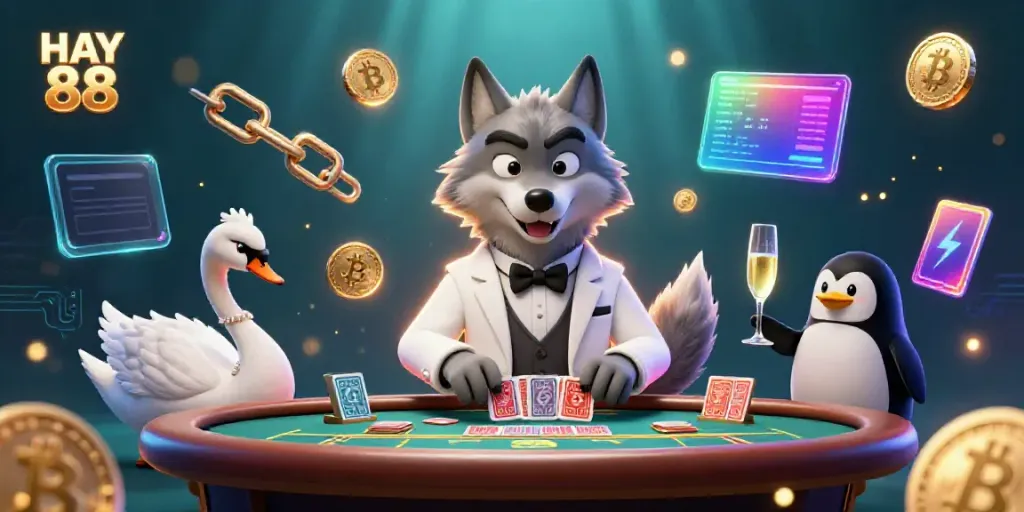 Experience HAY 88 with a lively casino scene featuring trusted characters and vibrant gaming elements.