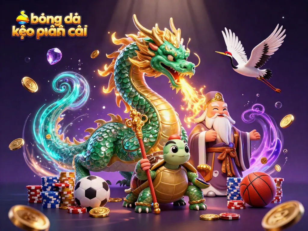 Experience intense sports betting action with bóng đá kèo nhà cái featuring vibrant dragons and rich casino elements.