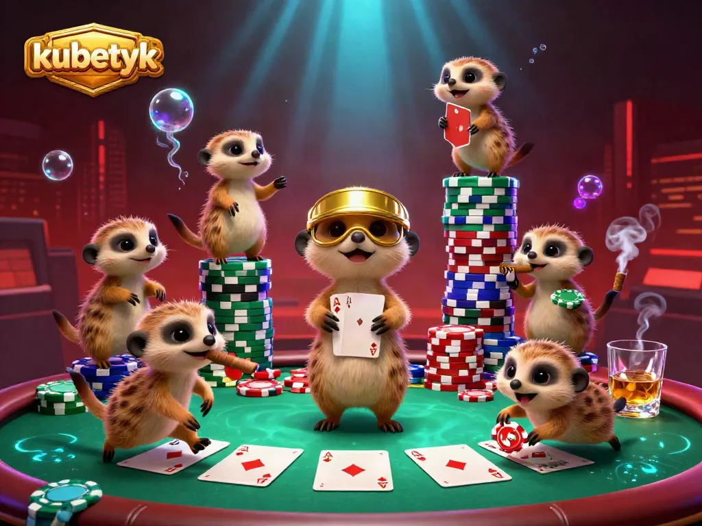 Participate in thrilling gameplay at kubetyk casino with lively meerkats in a vibrant 3D scene.