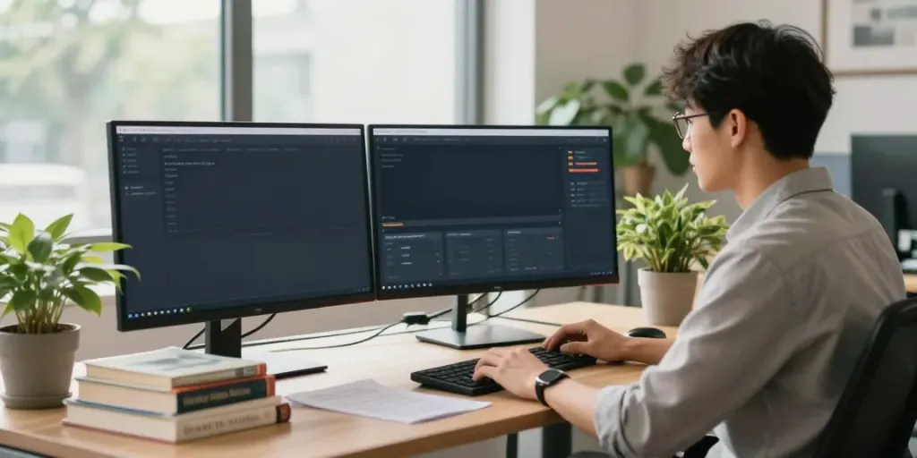 Digital marketer optimizing instant indexing strategies at a modern workspace.