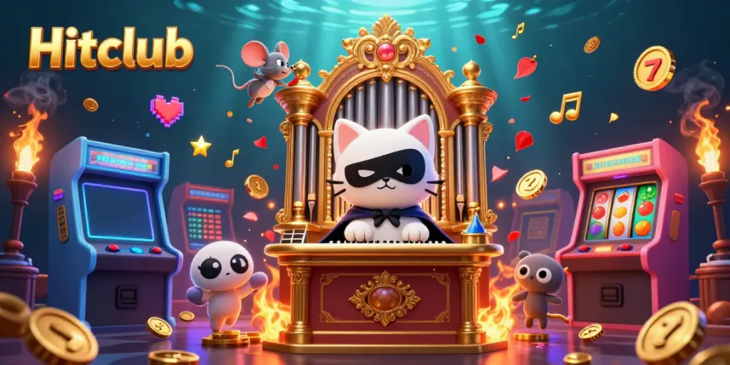 Experience thrilling casino vibes with Hitclub's vibrant characters and game elements.