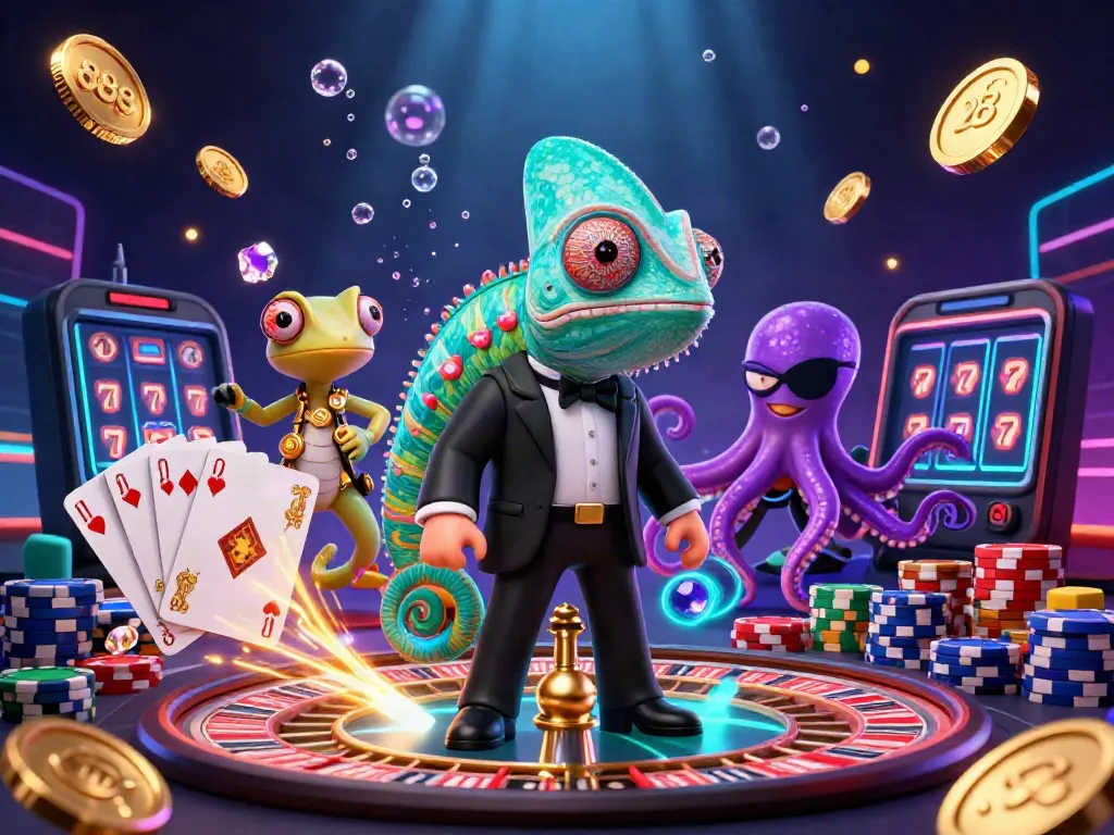 Experience exciting gameplay with ae888's vibrant casino illustration featuring dynamic characters and elements.