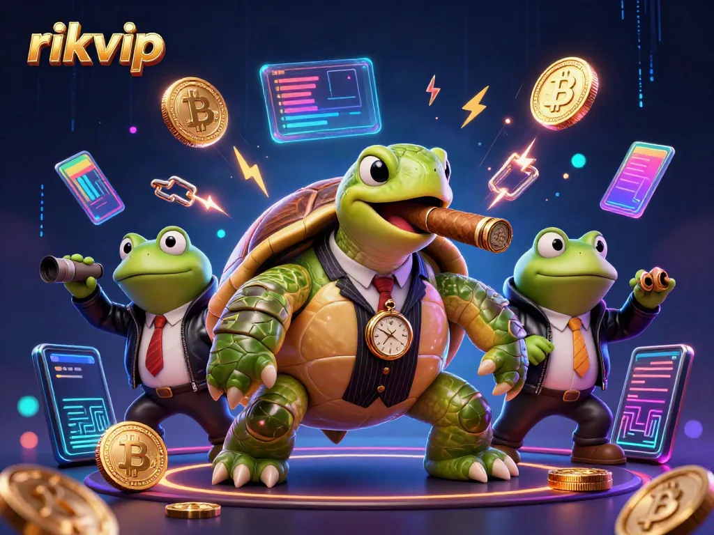 Engage with rikvip as a snapping turtle in a vintage suit and bullfrog enforcers light up the casino.