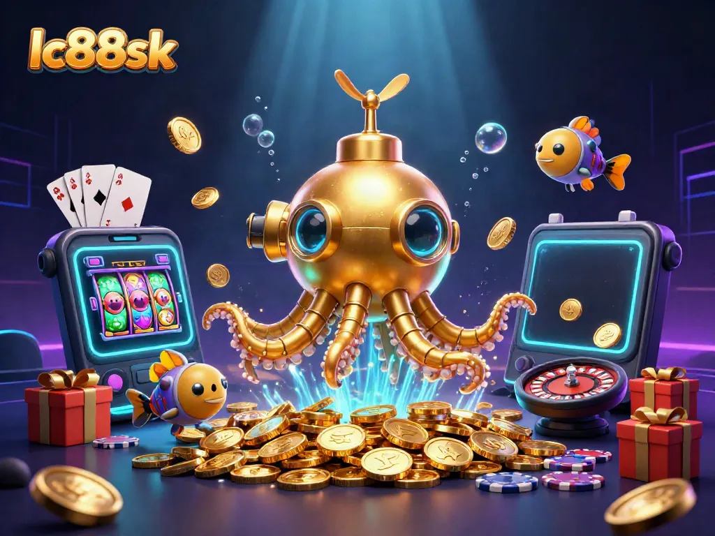 Experience the thrill of winnings with lc88sk, showcasing a vibrant 3D underwater casino scene.