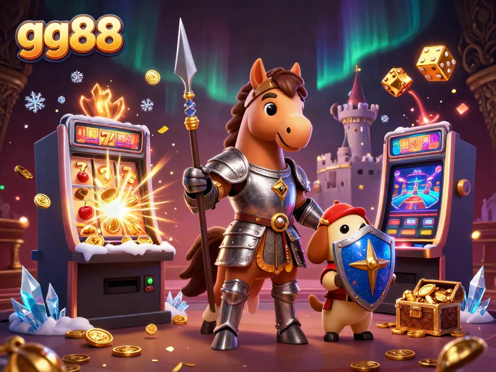 Engage in exciting gameplay with gg88, featuring a medieval knight and vibrant casino elements.