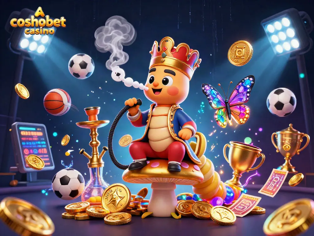 Engage with exciting gameplay at Cosmobet casino as a vibrant caterpillar master creates poker symbols.