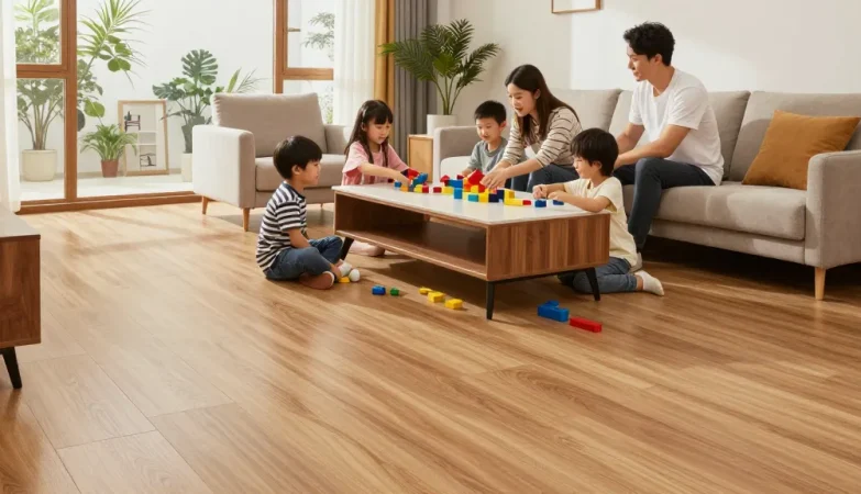 Discover the best floors for living spaces with laminate and engineered wood in a cozy family setting.