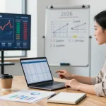 Assessing the current UK electricity price per kWh 2026 in a modern office analysis setup.
